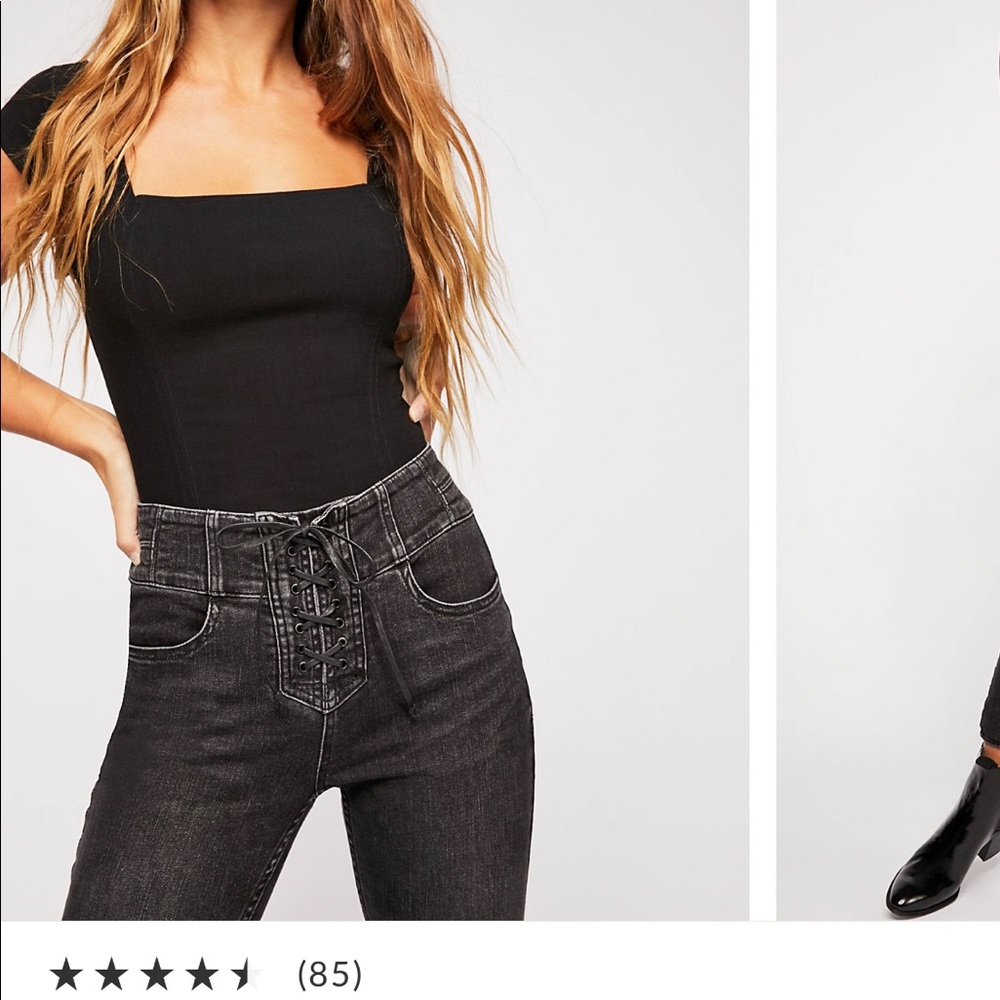 Free People CRVY high rise lace up skinny jeans 🌞